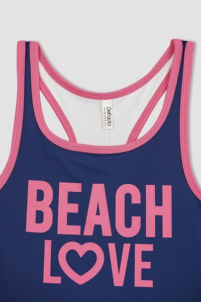 DeFacto Costum de baie imprimat cu slogan pentru fete