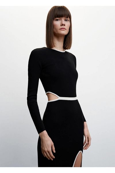 MANGO Woman Slit Knitwear Dress