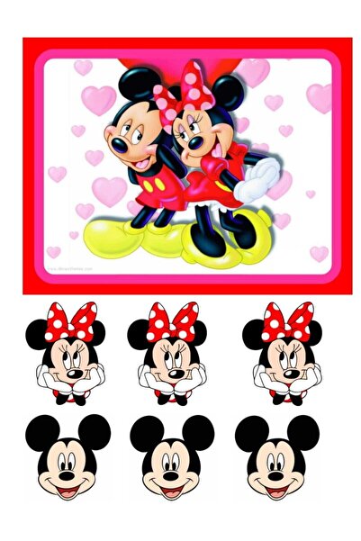 hedimo Mickey Mouse Minnie Mouse Kare Resimli Yenilebilir Şeker Kağıt Pasta Ve Kurabiye Baskısı