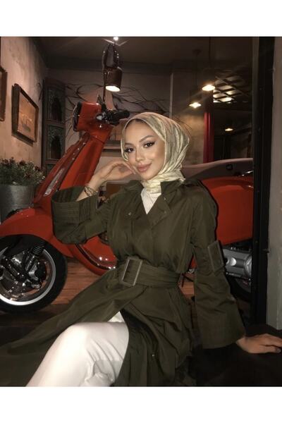 GÜLSEN SARIÇAM Kadın Su Geçirmez Midi Boy Arkası Uzun Kol Ve Belde Geniş Keme...