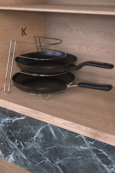 KARTEYA 4-Layer In-Cabinet Pan and Plate Organizer 1st Quality Stainless