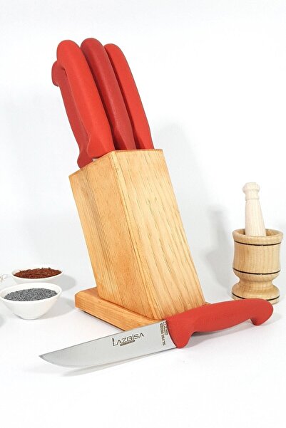 LAZBİSA Çeyiz Seti Et Sebze Mutfak Bıçak Seti Ahşap Takozlu