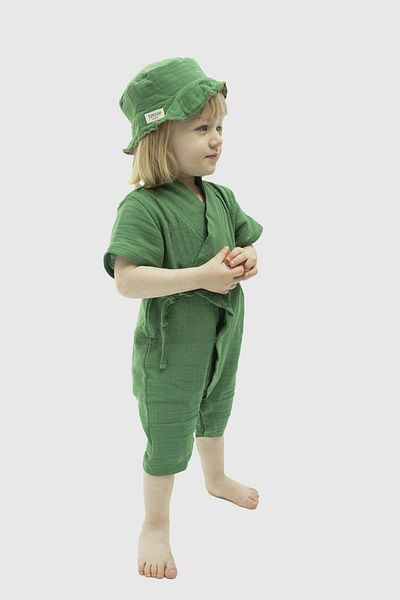 Totzee Muslin Long Kimono Jumpsuit Grass Green