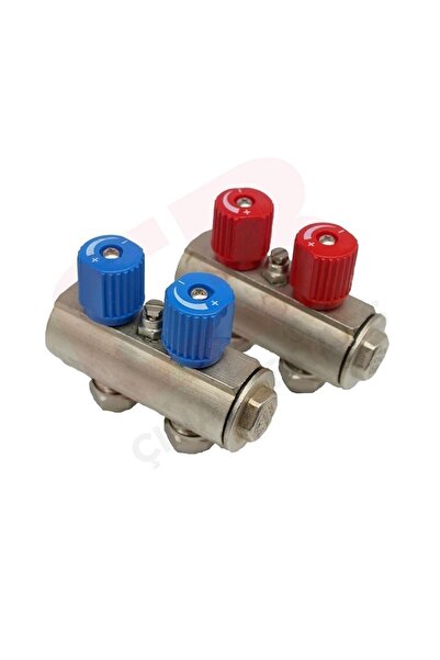 Baypa Vana Baypa 1'' Kendinden Vanalı 2'li Kollektör Çift Mavi-kırmızı