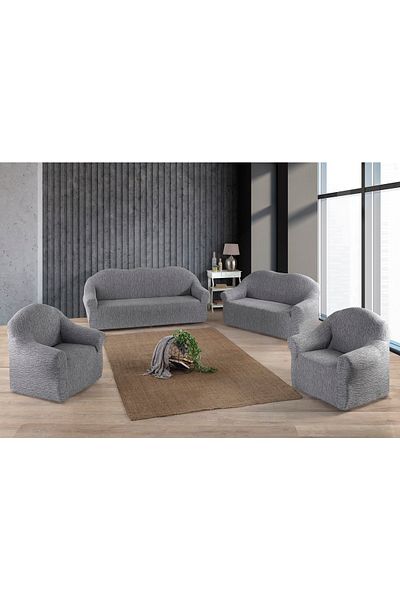 Gerbera Home Collection Gerbera Jacquard Tree Bark Seat Cover Set 3 2 1 Gray