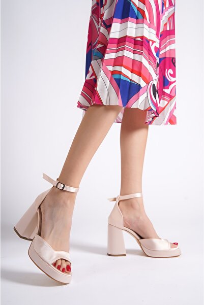 BAKGİY Σατέν Γυναικεία Παπούτσια με τακούνι Πλατφόρμας Bg1115-119-0001