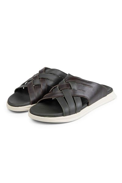 Ducavelli Croes Genuine Leather Men's Slippers, Genuine Leather Slippers, Orthopedic Sole Slippers, Light Leather Tees