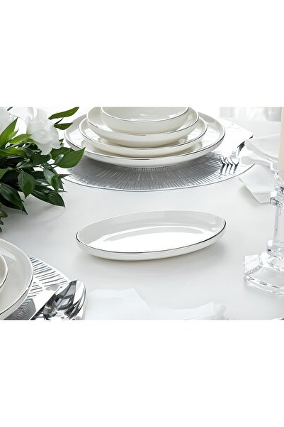 porselenden Modern Silver Silver Set of 2 20 Cm Cream Small Size Porcelain Boat Serving Plates