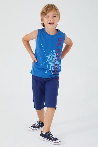 U.S. Polo Assn. Poza Detalii Costum Bermudă pentru băiat albastru