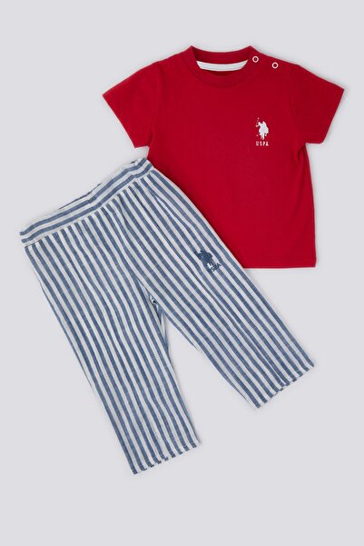 U.S. Polo Assn. U.s. Polo Assn Delicate Light Texture Kırmızı Bebek Tshirt Takım