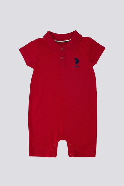 U.S. Polo Assn. بذلة أطفال حمراء بنمط السماء