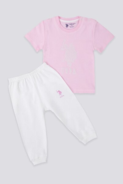 U.S. Polo Assn. KIZ BEBEK 2 Lİ KISA KOL T-SHIRT TAKIM - AÇIK PEMBE