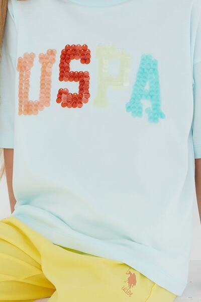 U.S. Polo Assn. Base. Polo Assn Round Font Color Cream Girls' Capri Set