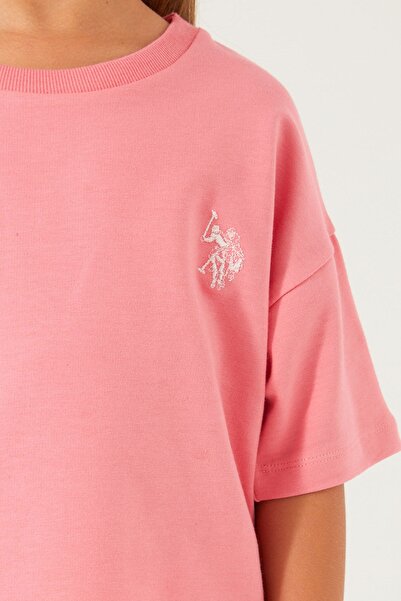 U.S. Polo Assn. Base. Polo Assn Plain Open Naive Pink Girls Shorts Set