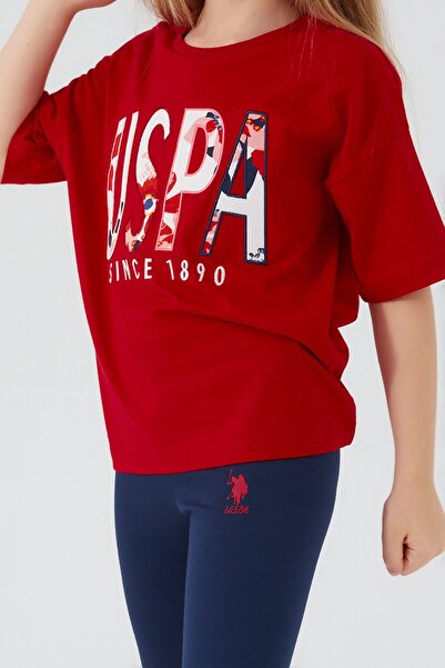 U.S. Polo Assn. Base. Polo Assn Shaped Color Transition Red Girls Bermuda Suit