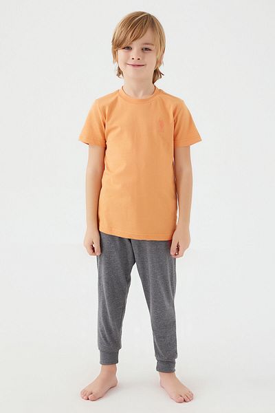 U.S. Polo Assn. Baza. Set de pijamale Polo Assn cu mânecă scurtă pentru băiat, cu textura galben deschis