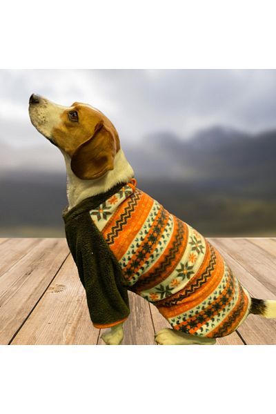 GedyCo Orange Snowflake Polar Medium Breed Dog Sweatshirt (Suitable for Dogs Between 8 Kg and 20 Kg)