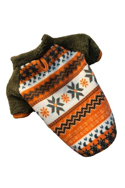GedyCo Orange Snowflake Polar Medium Breed Dog Sweatshirt (Suitable for Dogs Between 8 Kg and 20 Kg)