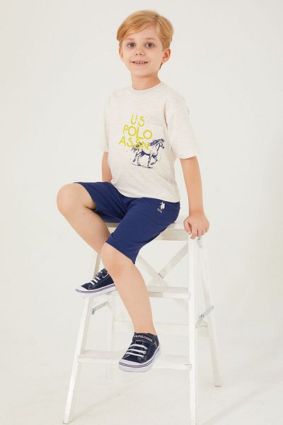 U.S. Polo Assn. Baza. Polo Assn Horse Picture Pattern Costum Bermuda pentru băiat Kremmelange
