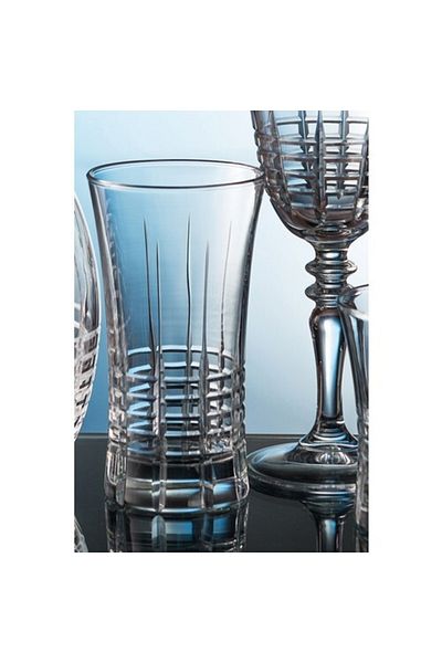 KCD Simple Cut Hand Decor Gilded 6 Pieces Patterned Water and Soft Drink Glass Set