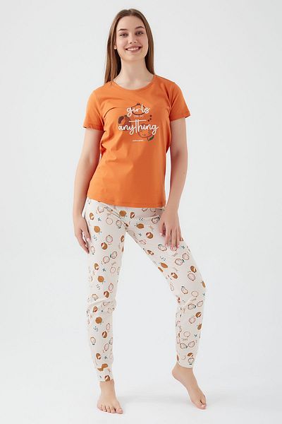 Pierre Cardin Set de pijamale cu mânecă scurtă pentru femei Girls Can Do Orange