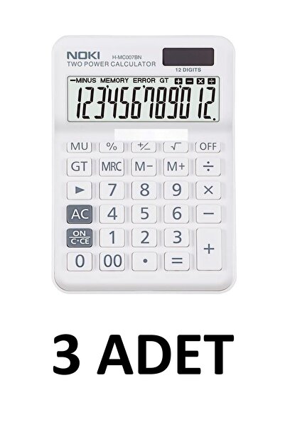 Noki 3 Adet H-mc007bn Hesap Makinesi 12 Hane Beyaz