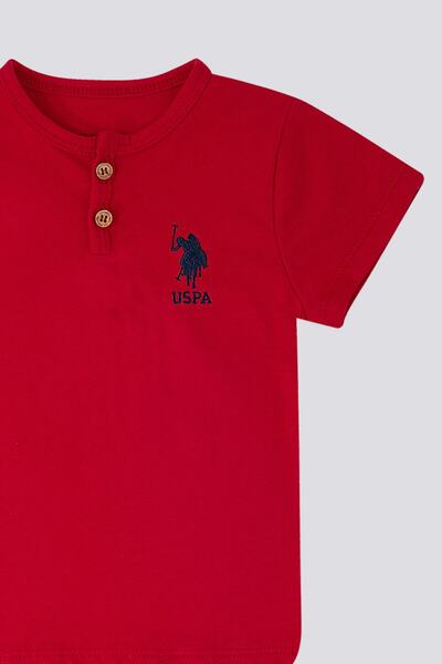 U.S. Polo Assn. Base. Polo Assn With Button Motif Red Baby Tshirt Set