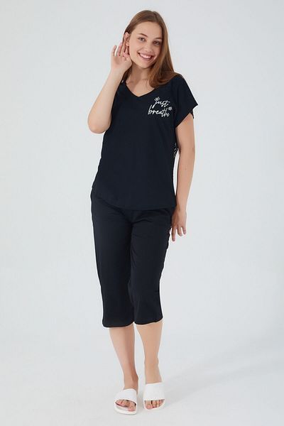 Arnetta Set de pijamale cu mânecă scurtă pentru femei Just Breathe Black