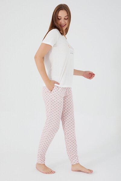 Pierre Cardin There Is Love Cream Women's Short Sleeve Pajama Set