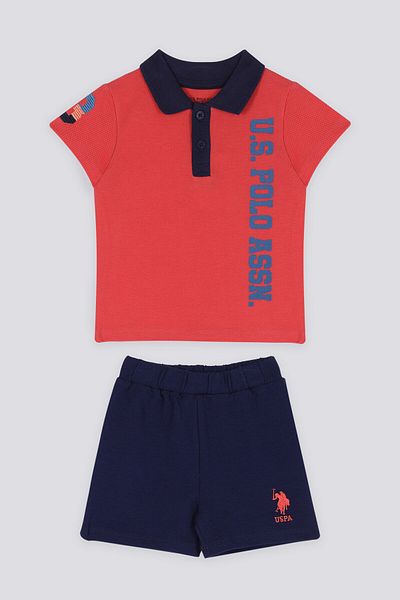 U.S. Polo Assn. Azure Blue Baby Polo Collar T-shirt Set