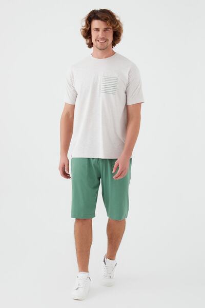 ROLY POLY Rolypoly Strepad Beige Melange Men's Bermuda Suit