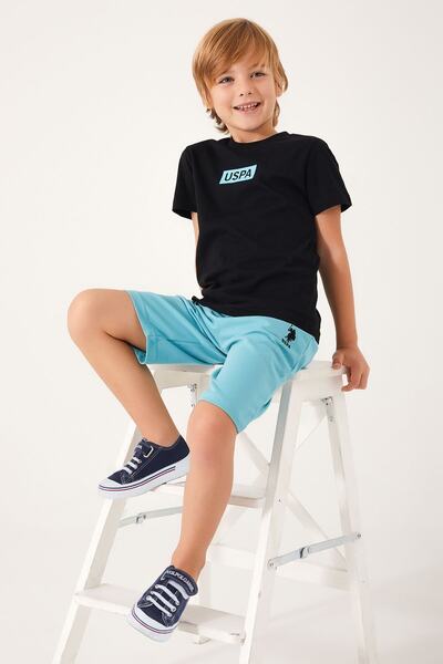 U.S. Polo Assn. База. Черен бермудски костюм за момче Polo Assn