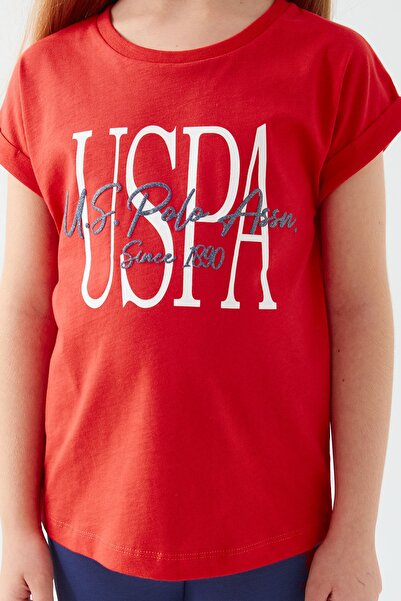 U.S. Polo Assn. Base. Polo Assn Inclined Writing Red Girls Tights Set