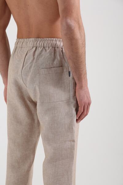 Whitefin Μπεζ λινό παντελόνι