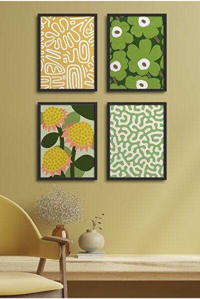 HOMEPACK Siyah Çerçeveli 4'lü Tablo Seti D-007