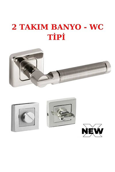 ARON (7 Takım) Sofuoğlu Kare Şebboy Kapı Kolu (3+1) Daire Seti Paslanmaz Nikel Saten Alüminyum / Çelik