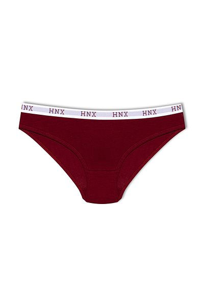 HNX Chiloți de damă cu elastic din jacquard din bumbac burgundă