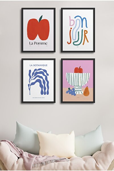 HOMEPACK Siyah Çerçeveli 4'lü Tablo Seti D-014