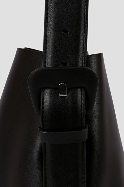 ARTON Women's Black Soft Leather Large Size Shopper Shoulder Bag with Snap Fasteners and Zipper Interior Compartment