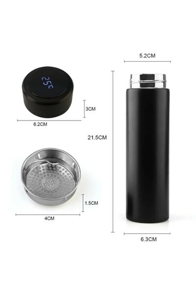 Riddex Çelik 500 Ml Dijital Sıcaklık Göstergeli Yalıtımlı Akıllı Termos Siyah