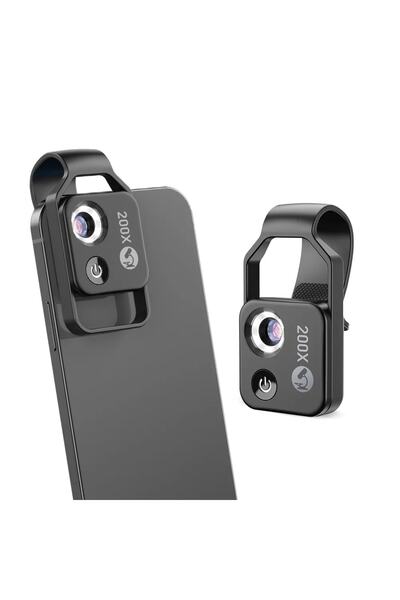 Genel Markalar 200x Hd Led Işıklı Taşınabilir Cep Telefonu Mikroskobu Cpl Lens (siyah)