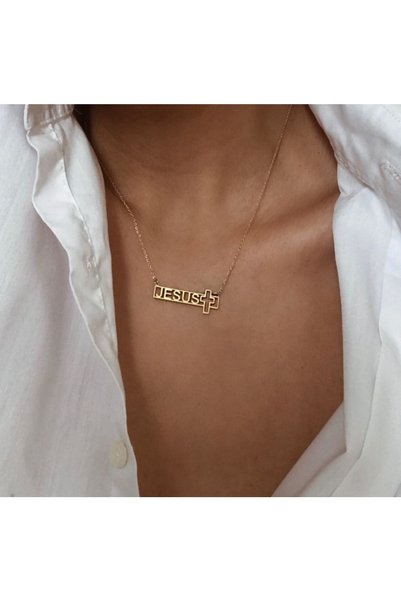 N!da Jewelry 925 Ayar Gümüş Isim Haç Kolye