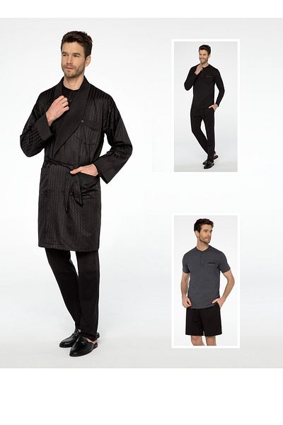 Pijalüx Ζακάρ 5 τμχ Μακρύ και κοντό σορτς Πιτζάμες Robe De Chambre Groom Dowry Set Dark Dark Navy Blue