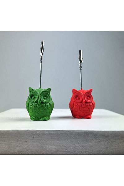 oasis decoration Owl Note Holder Set of 2 (green - Coral)
