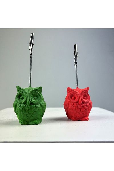 oasis decoration Owl Note Holder Set of 2 (green - Coral)