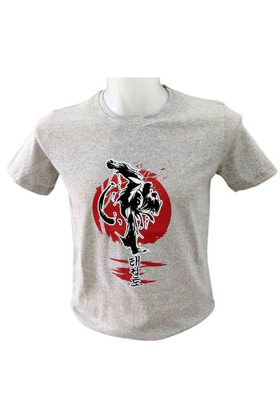 whiteface Taekwondo Özel Tasarım Baskılı Tişört Gri