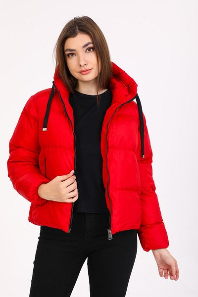 DYNAMO Women's Red Hooded Puffer Jacket