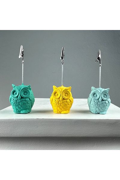 oasis decoration Owl Note Holder Set of 3 (Ice Green - Mint - Yellow)