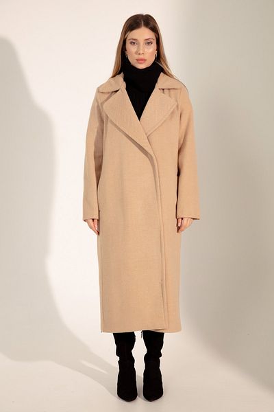 Lafaba Women's Mustard Snap Closure Zipper Detailed Coat