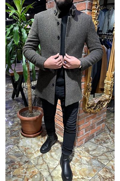 RetroPark Stand Collar Judge Collar Ανδρικό παλτό Stamp Μπουφάν Πανωφόρι Παλτό Blazer Cutout Καμπαρντίνα